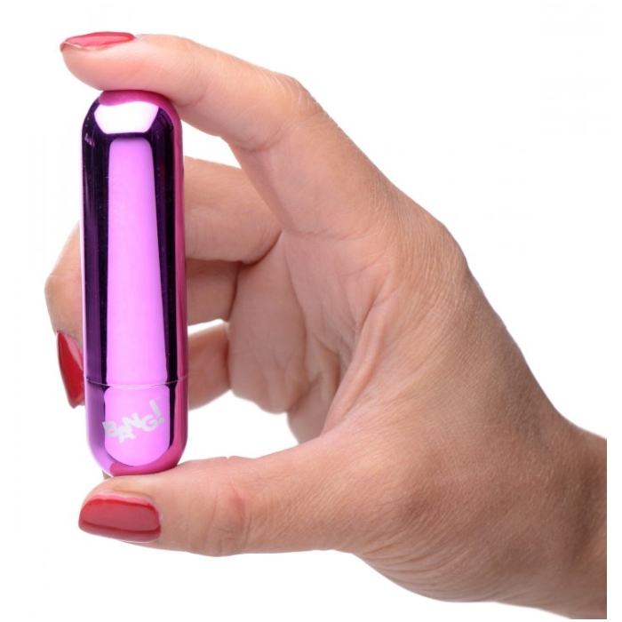 10X RECHARGEABLE VIBRATING METALLIC BULLET - PURPLE - Click Image to Close