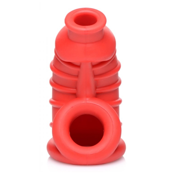 MS RED CHAMBER SILICONE CHASTITY CAGE - RED
