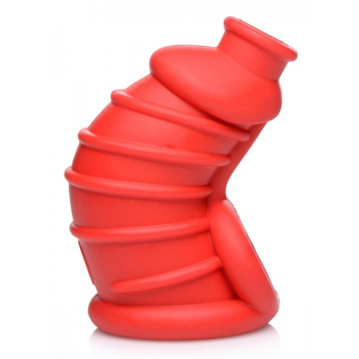 MS RED CHAMBER SILICONE CHASTITY CAGE - RED - Click Image to Close