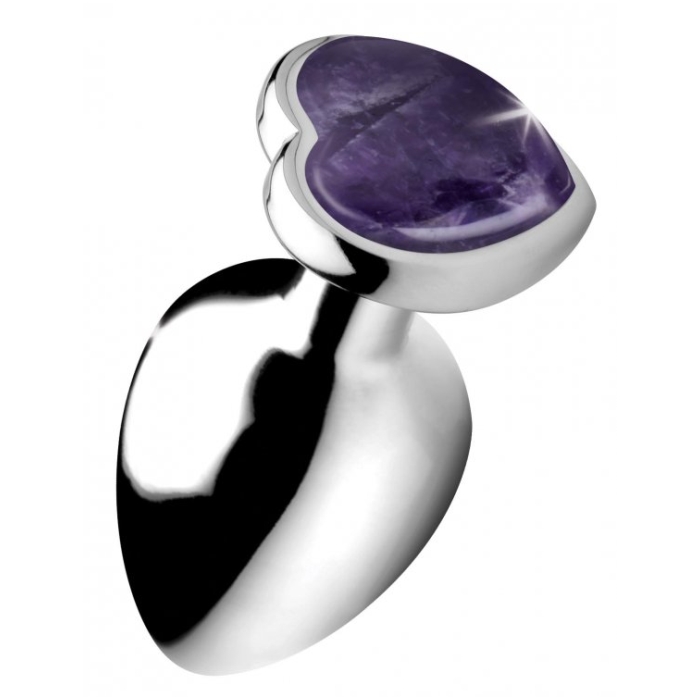 BS GEMSTONES AMETHYST HEART - LARGE ANAL PLUG - Click Image to Close
