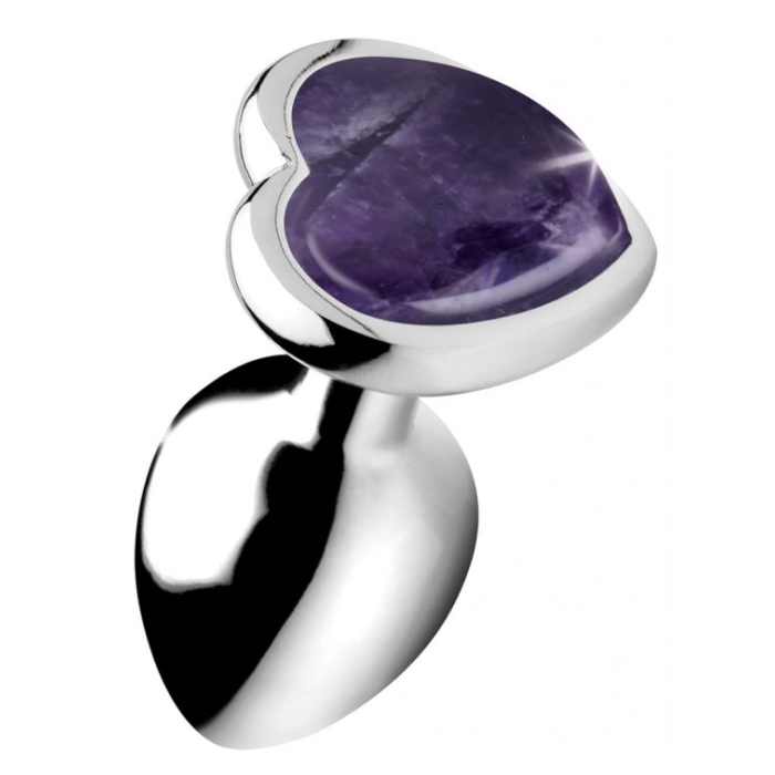 BS GEMSTONES AMETHYST HEART - SMALL ANAL PLUG - Click Image to Close