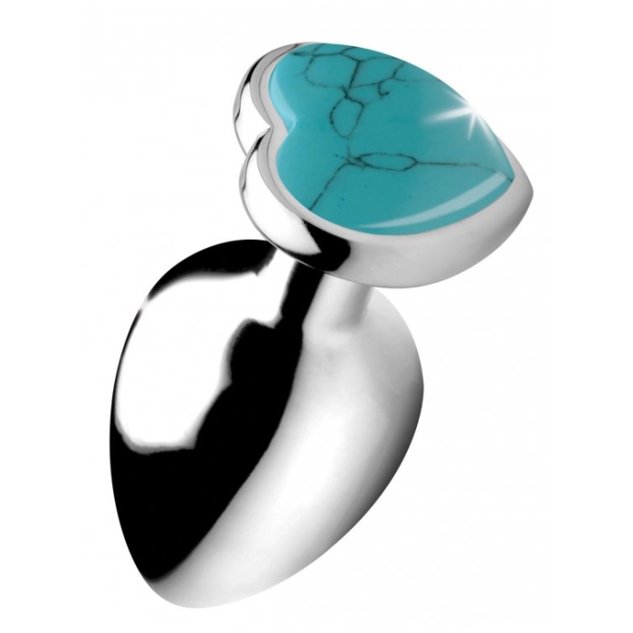 BS GEMSTONES TURQUOISE HEART - LARGE ANAL PLUG - Click Image to Close