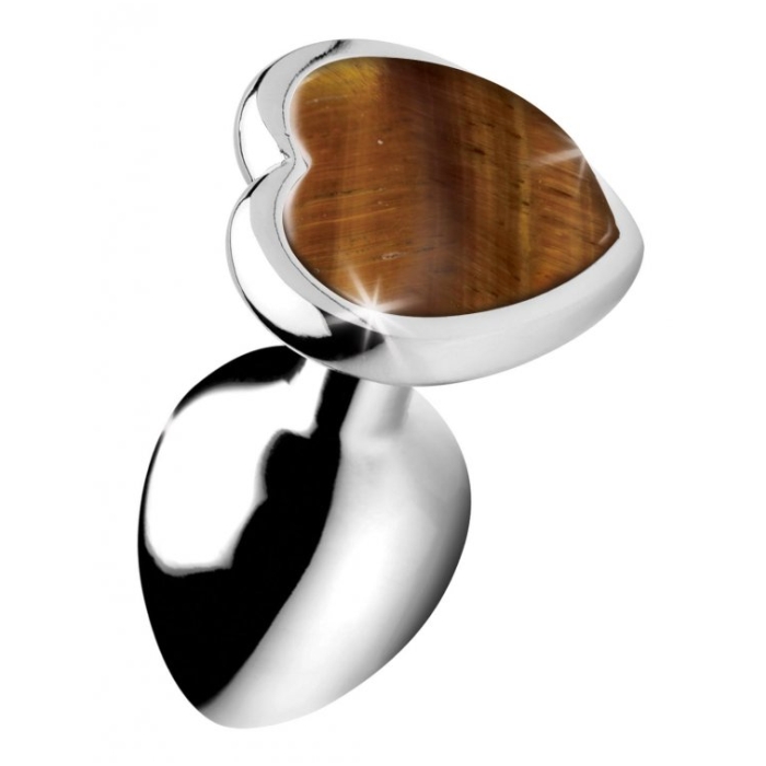 BS GEMSTONES TIGER EYE HEART - SMALL ANAL PLUG - Click Image to Close