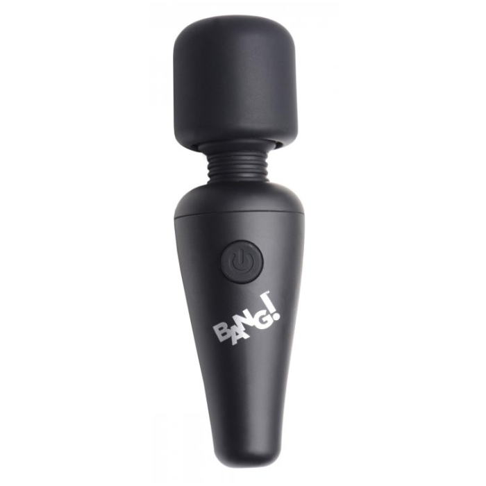 BG 10X VIBRATING MINI SILICONE WAND - BLACK - RECHARGEABLE - 4" - Click Image to Close