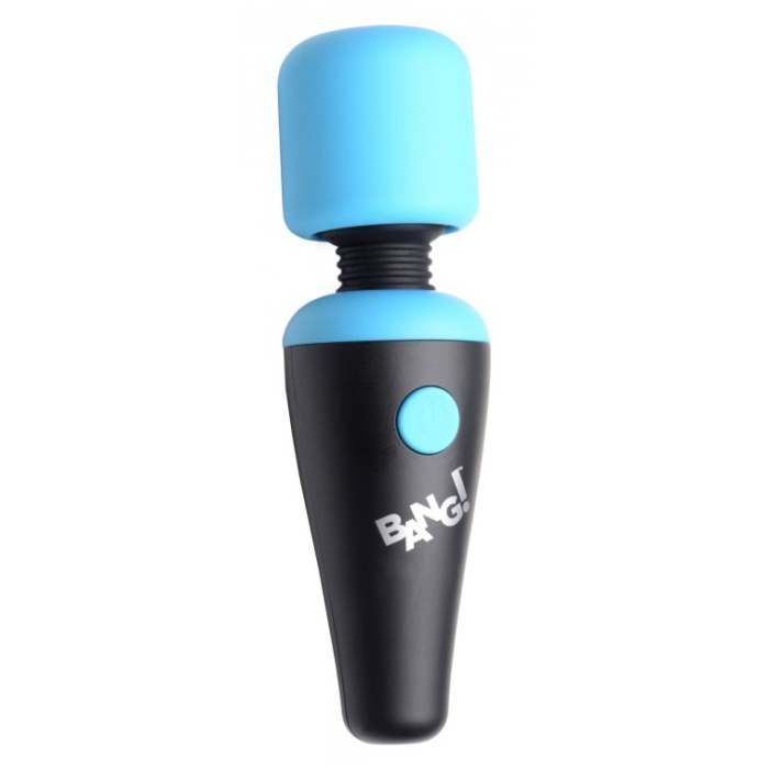 BG 10X VIBRATING MINI SILICONE WAND - BLUE- RECHARGEABLE - 4"