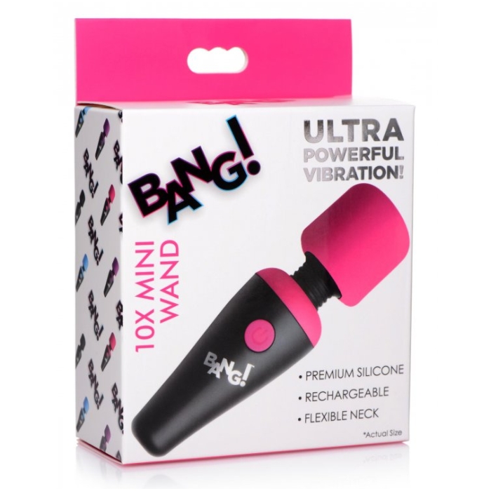 BG 10X VIBRATING MINI SILICONE WAND - PINK - RECHARGEABLE - 4"