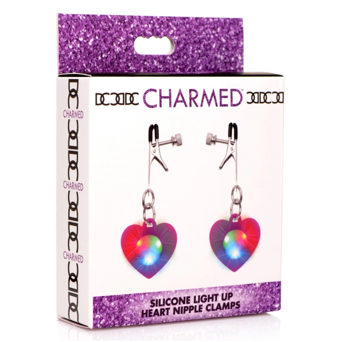 CH SILICONE LIGHT UP HEART NIPPLE CLAMPS - Click Image to Close