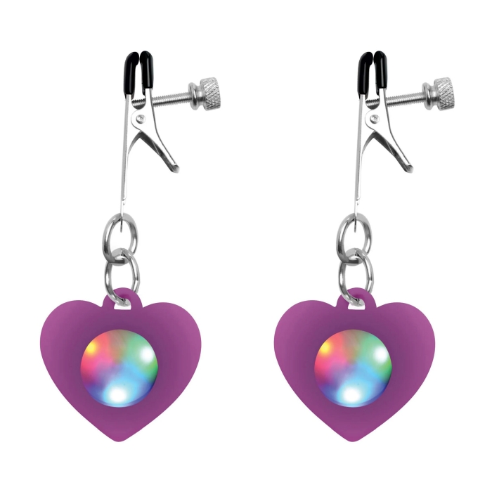 CH SILICONE LIGHT UP HEART NIPPLE CLAMPS