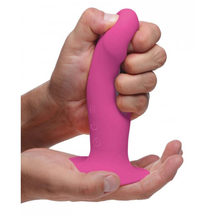 SQ VIBRATING 10X SQUEEZABLE DILDO - PINK - Click Image to Close