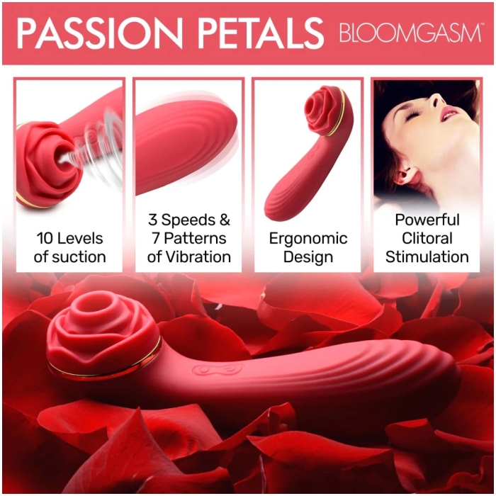 IN BLOOMGASM PASSION PETALS 10X SIL SUCTION ROSE VIBE - Click Image to Close